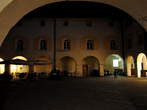 Murska Sobota Castle - Arcaded halls in the evening Murska Sobota Castle - Arcaded halls in the evening